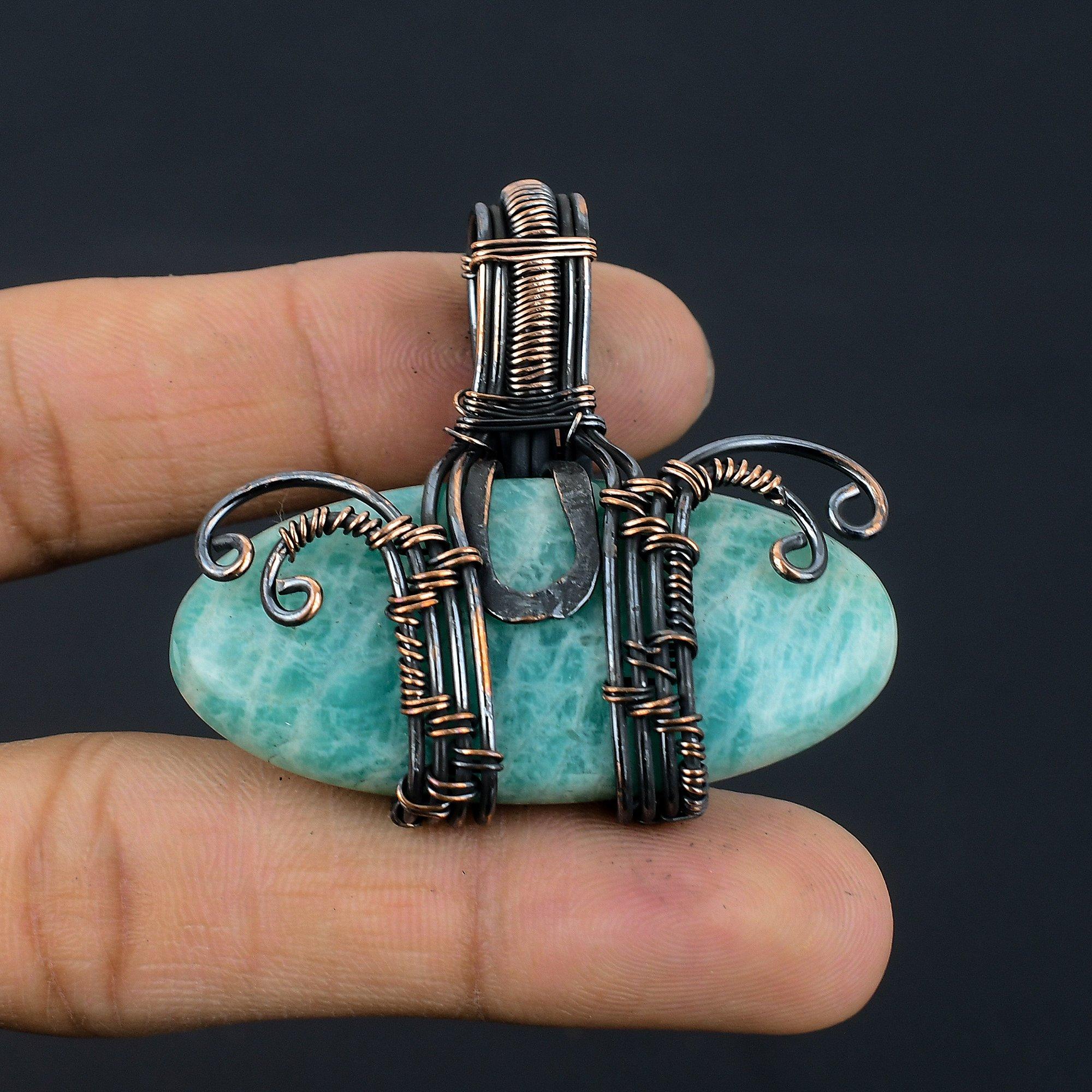 Amazonite Pendant, 999 Copper Wire Wrapped Pendant Handmade Gemstone Jewelry, Gifts For Wife Brand New Pendant 2.55 Inches
Amazonite Pendant, 999 Copper Wire Wrapped Pendant Handmade Gemstone Jewelry, Gifts For Wife Brand New Pendant 2.55 Inches