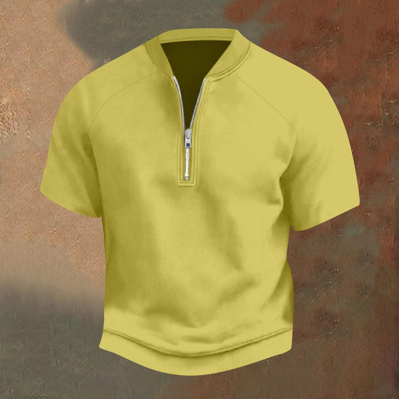 Мужская летняя однотонная повседневная футболка, спортивный дышащий топ с воротником на молнии XL жёлтый
Мужская летняя однотонная повседневная футболка, спортивный дышащий топ с воротником на молнии XL жёлтый