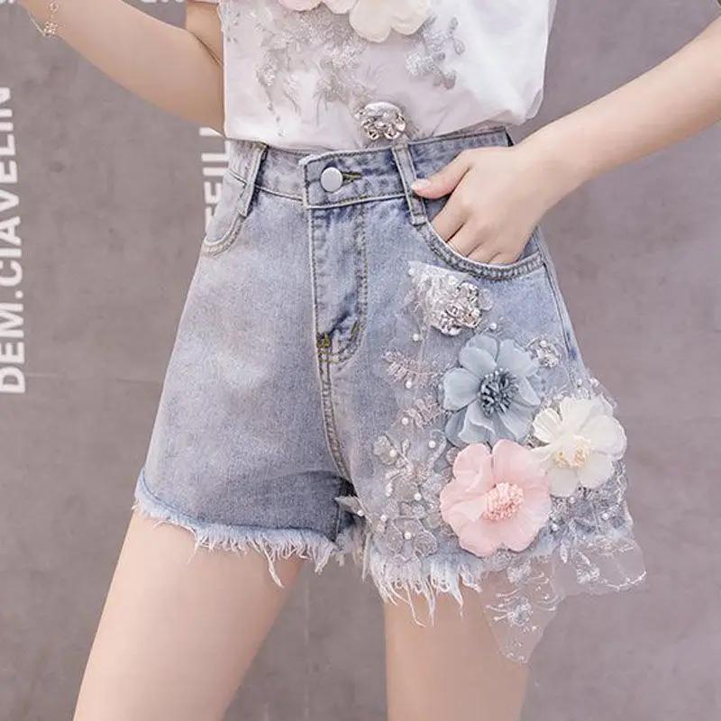 3D Floral Lace Summer Denim Shorts Women Streetwear High Waist Slim Fit Y2k Ripped Fashion Shorts Plus Size S
3D Floral Lace Summer Denim Shorts Women Streetwear High Waist Slim Fit Y2k Ripped Fashion Shorts Plus Size S