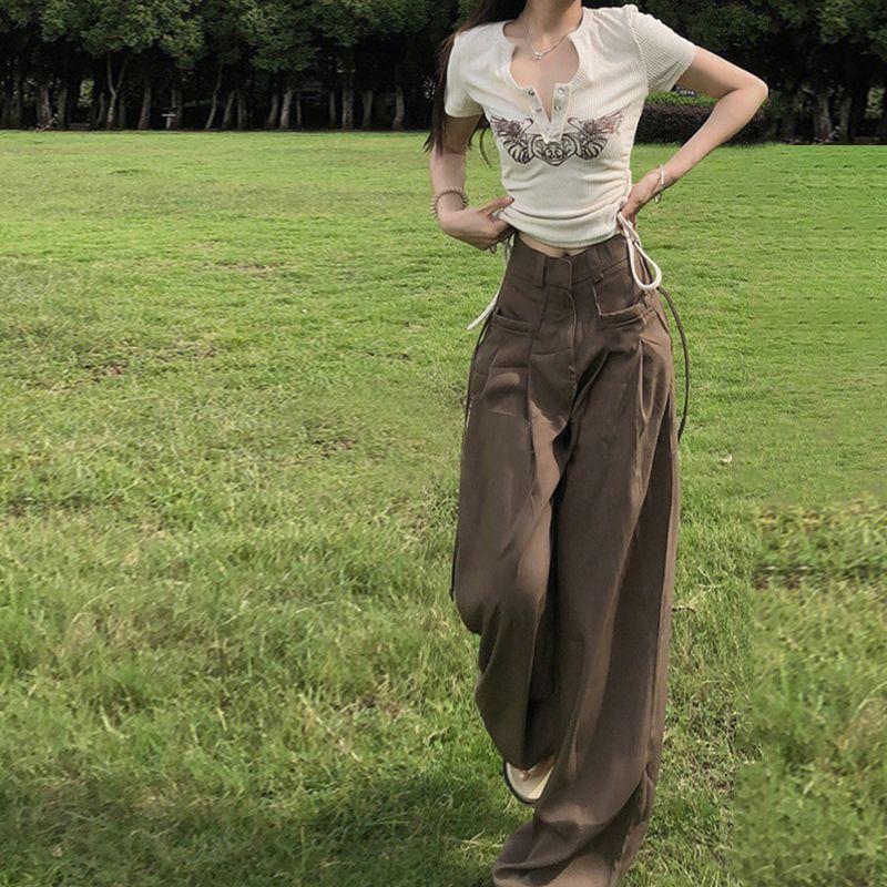 Lazy American High-Waist Athletic Cargo Pants for Women - Summer Thin Casual Wide-Leg Suit Trousers for Spring/Autumn 2XL
Lazy American High-Waist Athletic Cargo Pants for Women - Summer Thin Casual Wide-Leg Suit Trousers for Spring/Autumn 2XL