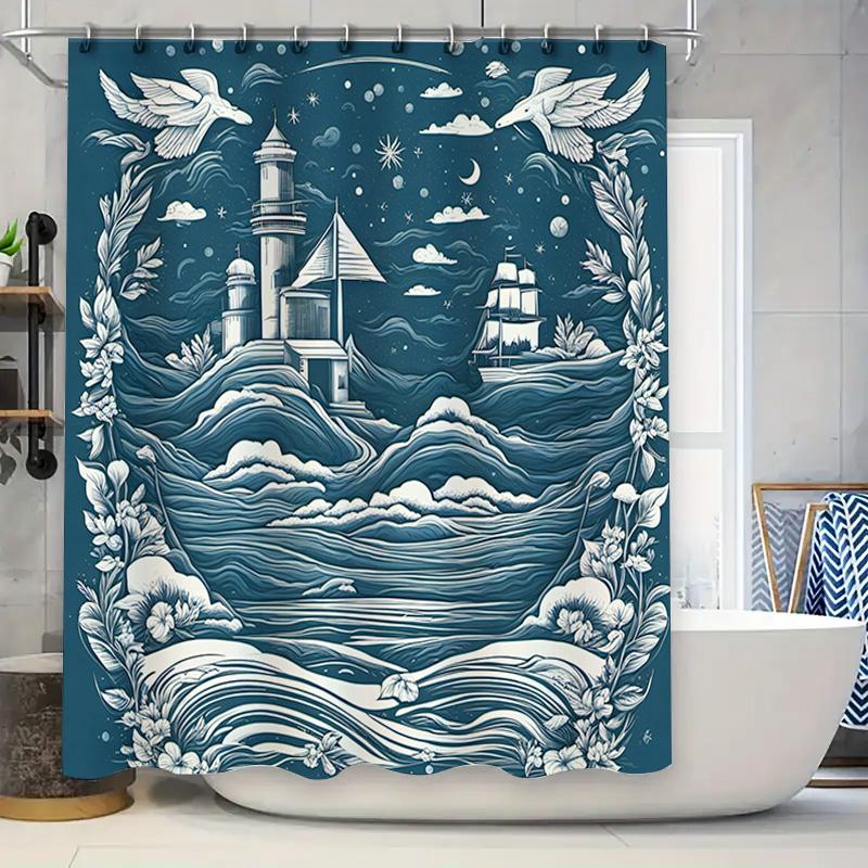 Blue White Style Lighthouse Shower Curtain With Waves Seagulls Bathroom Decor For Kids Room/Hotel W60H190(CM)-1 Pcs
Blue White Style Lighthouse Shower Curtain With Waves Seagulls Bathroom Decor For Kids Room/Hotel W60H190(CM)-1 Pcs