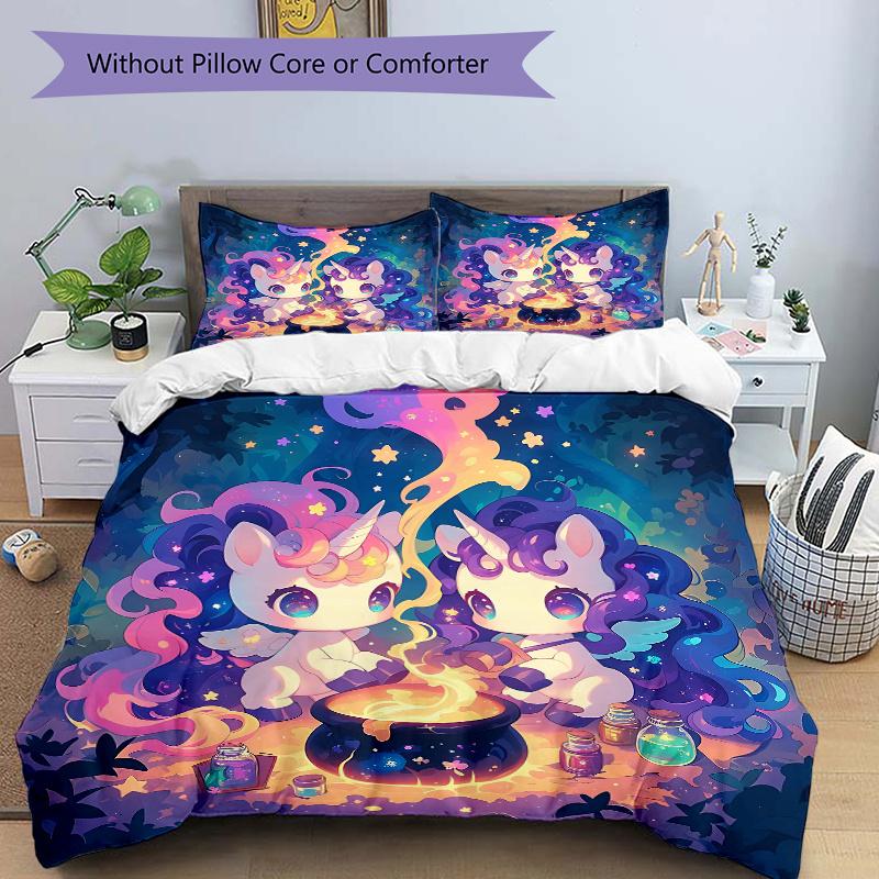 3pcs Two Cute Unicorns Printed Duvet Cover Set (1 * Cover+2 * Pillowcase, Without Core), Suitable for Home Bedroom, Guest Room, Dormitory Decorat 135x200cm
3pcs Two Cute Unicorns Printed Duvet Cover Set (1 * Cover+2 * Pillowcase, Without Core), Suitable for Home Bedroom, Guest Room, Dormitory Decorat 135x200cm