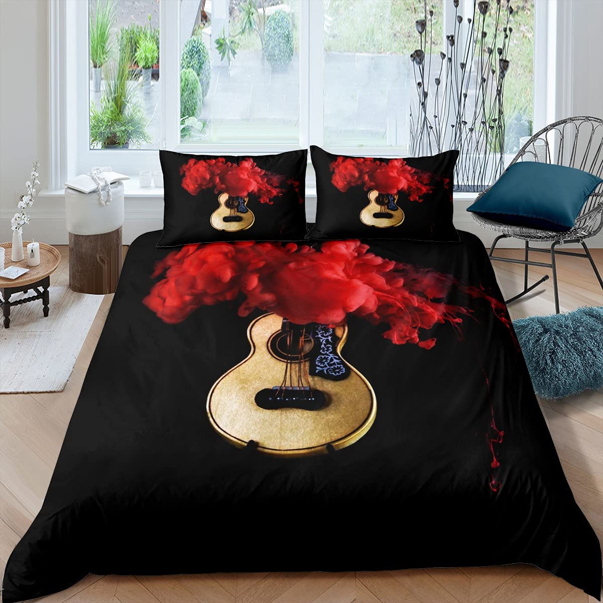 Electric Guitar King Queen Duvet Cover Stringed Instrument Bedding Set Musical Note Quilt Cover Hippie Polyester Comforter Cover EU Single(135*200cm)3pcs
Electric Guitar King Queen Duvet Cover Stringed Instrument Bedding Set Musical Note Quilt Cover Hippie Polyester Comforter Cover EU Single(135*200cm)3pcs