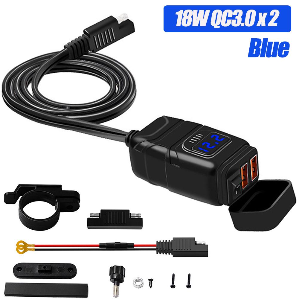 USB-зарядное устройство для мотоцикла, QC3.0 PD, быстрая зарядка, USB-адаптер, адаптер 12 В с вольтметром, аксессуары для мотоциклов