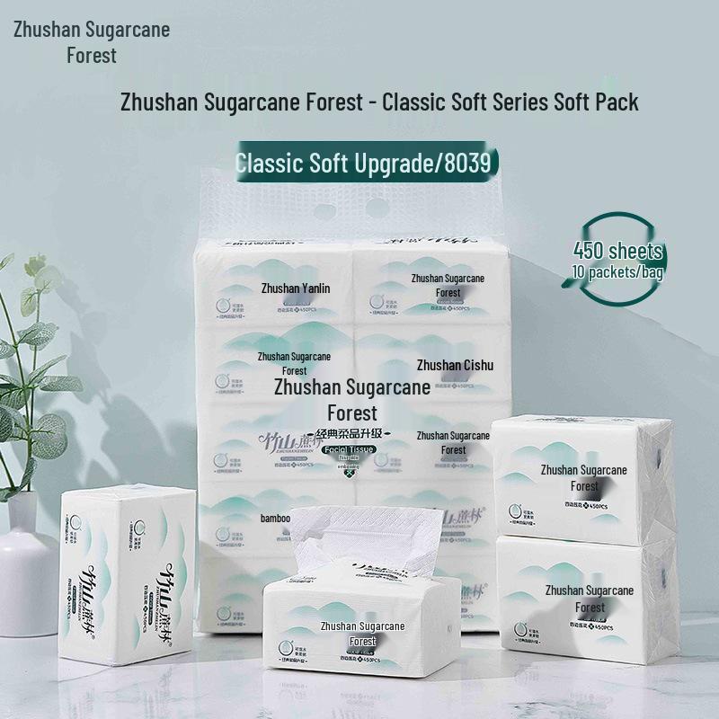 Zhushan Sugarcane Forest Thickened Wet-Proof Facial Tissue Pack, 10x450 Sheets
Zhushan Sugarcane Forest Thickened Wet-Proof Facial Tissue Pack, 10x450 Sheets