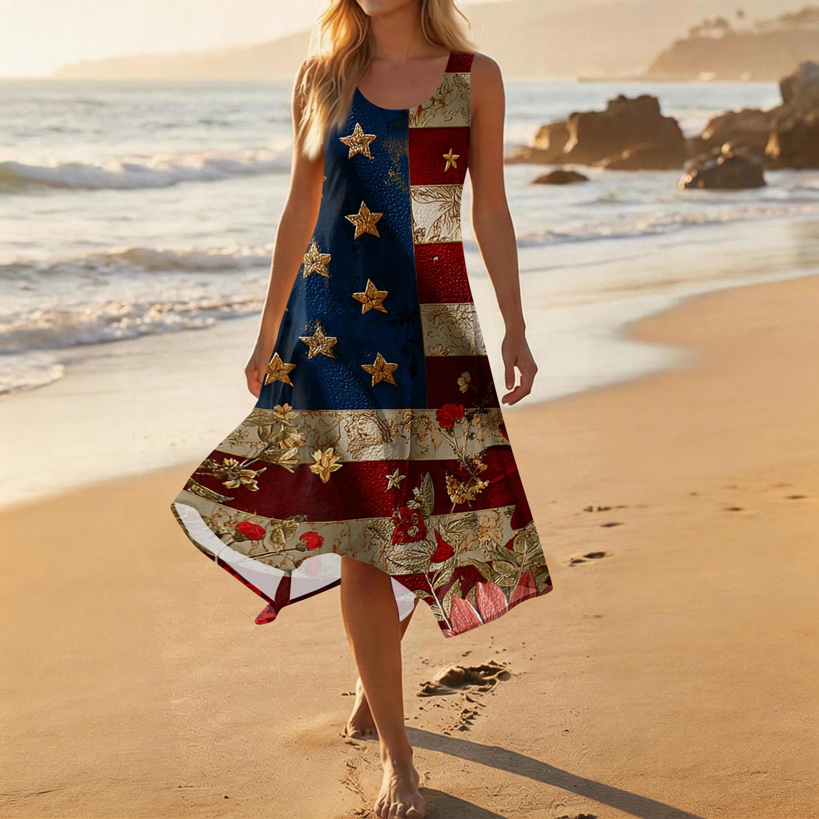 Sleeveless Tank Dress with Large Star Print Gradient Pattern Loose Fit Asymmetrical Hem Casual Summer Wear for Women XL
Sleeveless Tank Dress with Large Star Print Gradient Pattern Loose Fit Asymmetrical Hem Casual Summer Wear for Women XL