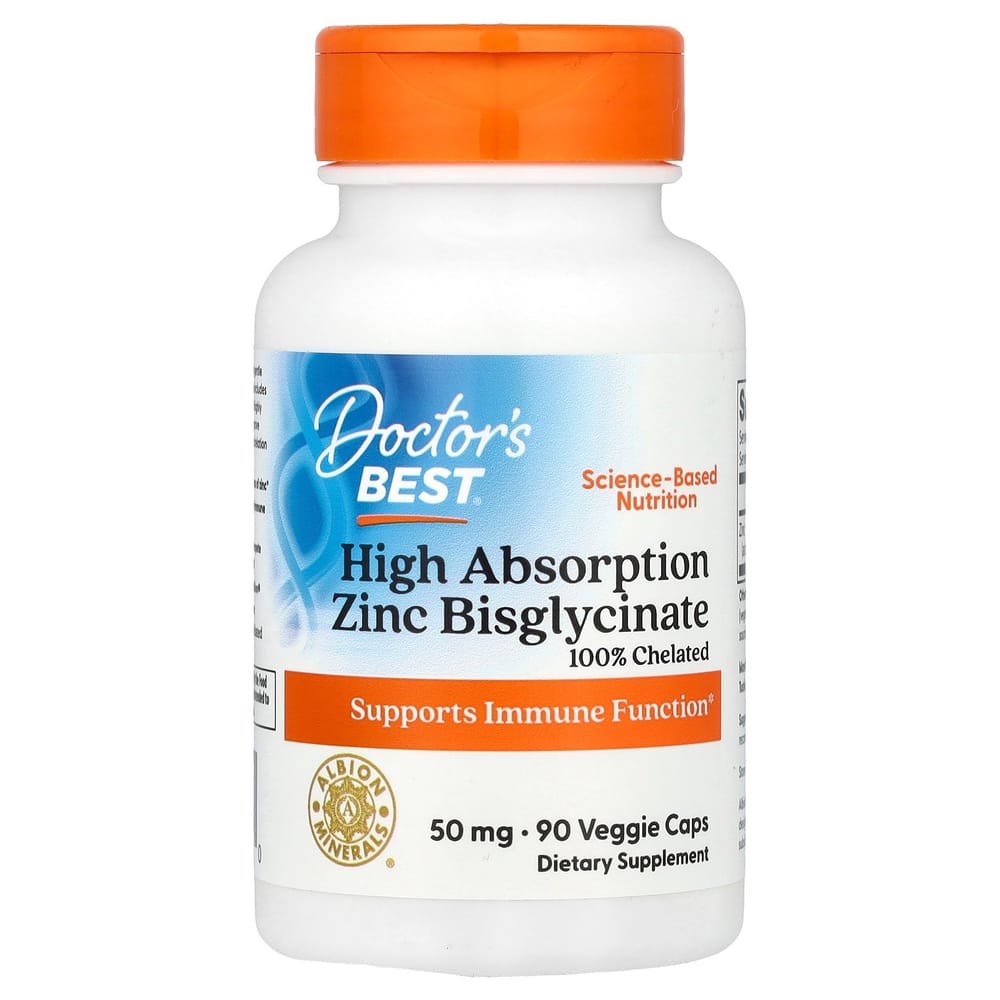 Doctor s Best High Absorption 100% Chelated Zinc Bisglycinate 50mg Veggie Capsules, 90 Counts
Doctor s Best High Absorption 100% Chelated Zinc Bisglycinate 50mg Veggie Capsules, 90 Counts