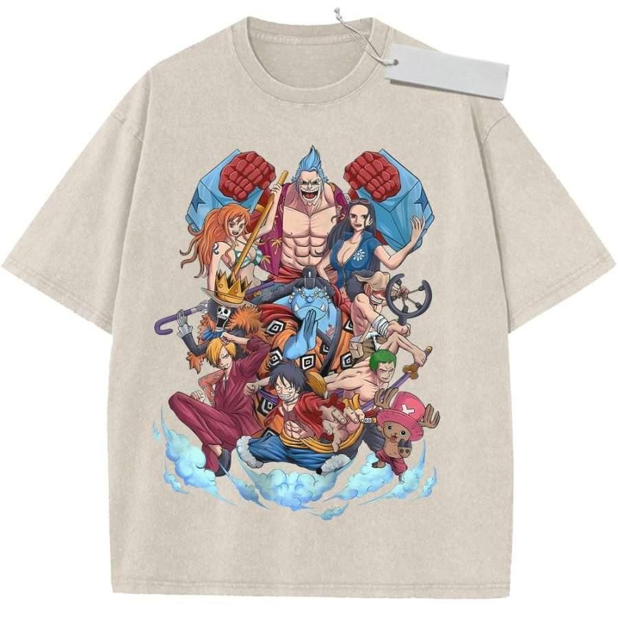Summer Mens Beige Washed T Shirt One Piece Straw Hat Pirates Team Cloud Blue Background High Quality Fabric for Casual M
Summer Mens Beige Washed T Shirt One Piece Straw Hat Pirates Team Cloud Blue Background High Quality Fabric for Casual M