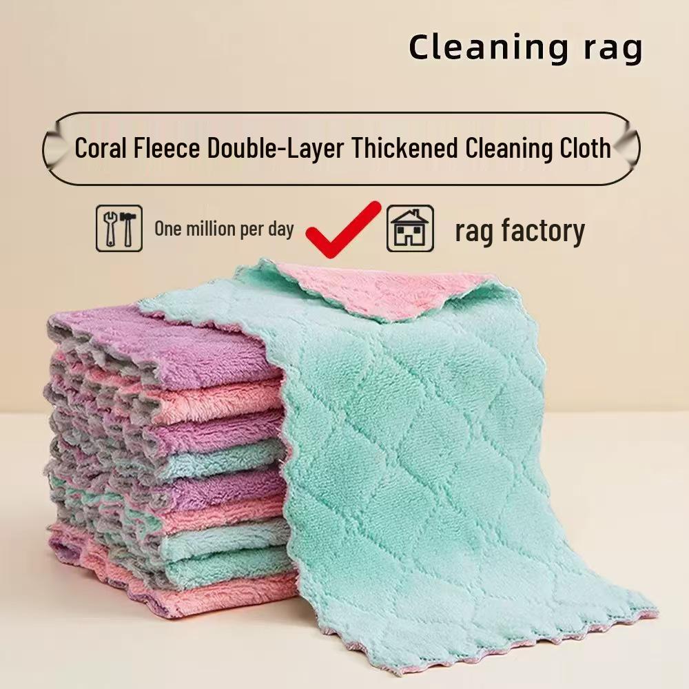 Oil-Repellent, Water-Absorbent, Lint-Free Coral Fleece Kitchen Dishcloth & Scouring Pad - Double-Sided and Thickened for Tabletops and Stoves
Oil-Repellent, Water-Absorbent, Lint-Free Coral Fleece Kitchen Dishcloth & Scouring Pad - Double-Sided and Thickened for Tabletops and Stoves