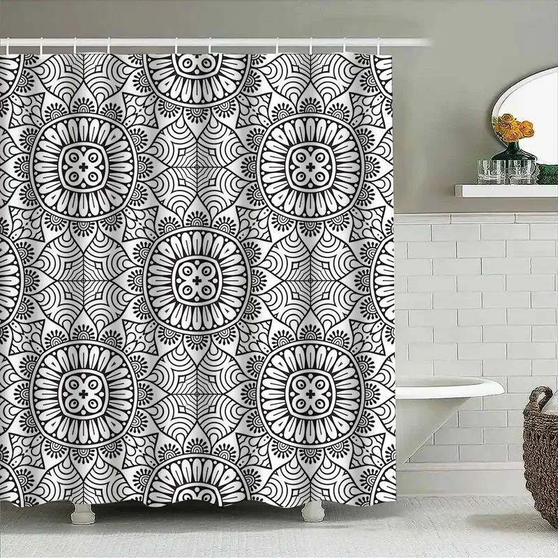 Modern Black White Mandala Shower Curtain For Bathroom Decor Floral Bohemian Design Quick-Drying Fabric W60H190(CM)-1 Pcs
Modern Black White Mandala Shower Curtain For Bathroom Decor Floral Bohemian Design Quick-Drying Fabric W60H190(CM)-1 Pcs