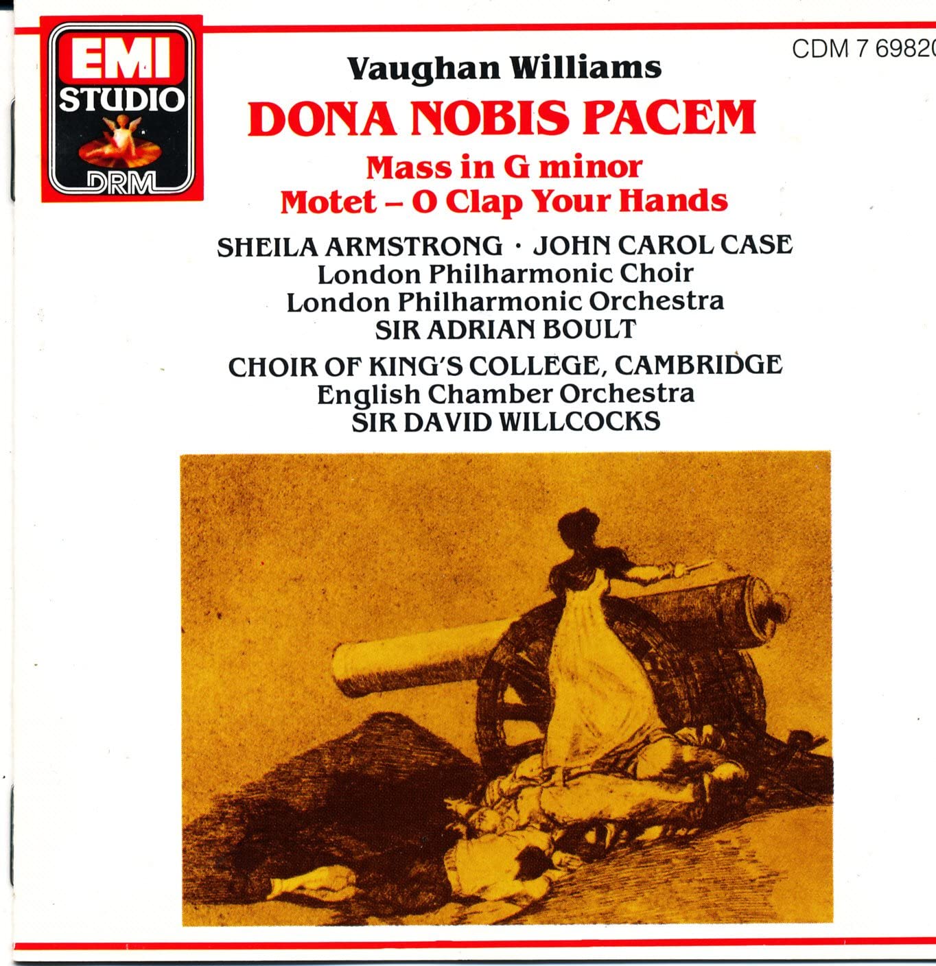 CD VAUGHAN WILLIAMS Dona Nobis Pacem CDM7698202 EMI Studios 1989 Japan Classical Used
CD VAUGHAN WILLIAMS Dona Nobis Pacem CDM7698202 EMI Studios 1989 Japan Classical Used