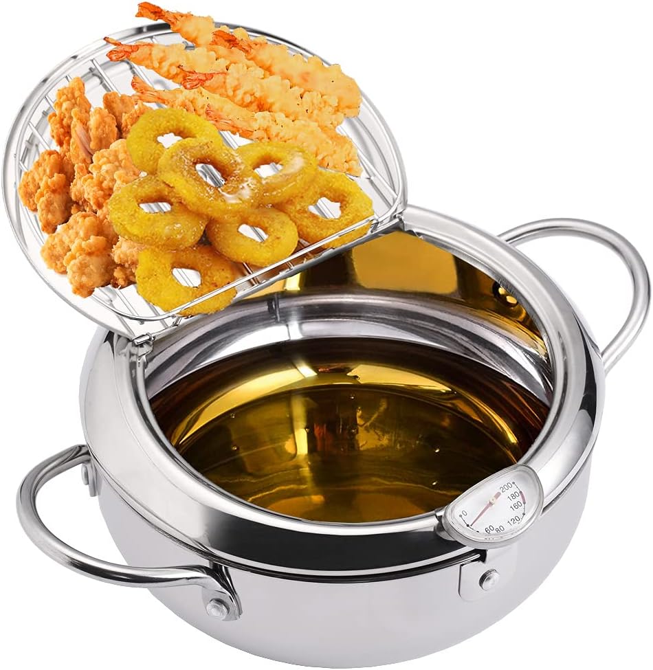 Stainless Steel Tempura Deep Fryer with Thermometer, 8 Inches, Mini Size Perfect for 2-3 People United States
Stainless Steel Tempura Deep Fryer with Thermometer, 8 Inches, Mini Size Perfect for 2-3 People United States