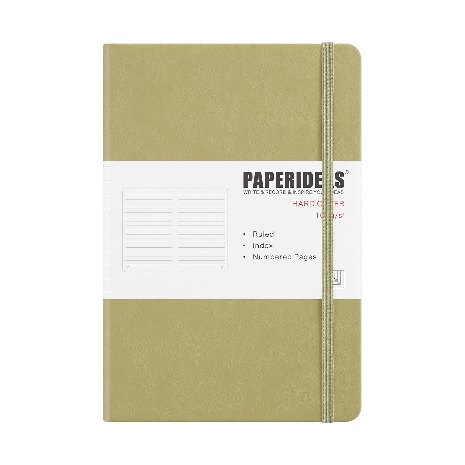 PAPERIDEAS A5 Fully Numbered with Elastic New Color Matcha Notebook, Hardcover, Pages, Band, (Horizontal Ruled, Green)
PAPERIDEAS A5 Fully Numbered with Elastic New Color Matcha Notebook, Hardcover, Pages, Band, (Horizontal Ruled, Green)
