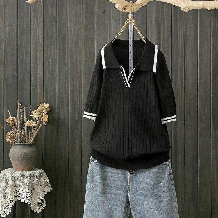 Short-sleeved T-shirt Women s All-match Thin Lapel Top Ice Silk Polo Collar Sweater Women 2XL чорний
Short-sleeved T-shirt Women s All-match Thin Lapel Top Ice Silk Polo Collar Sweater Women 2XL чорний