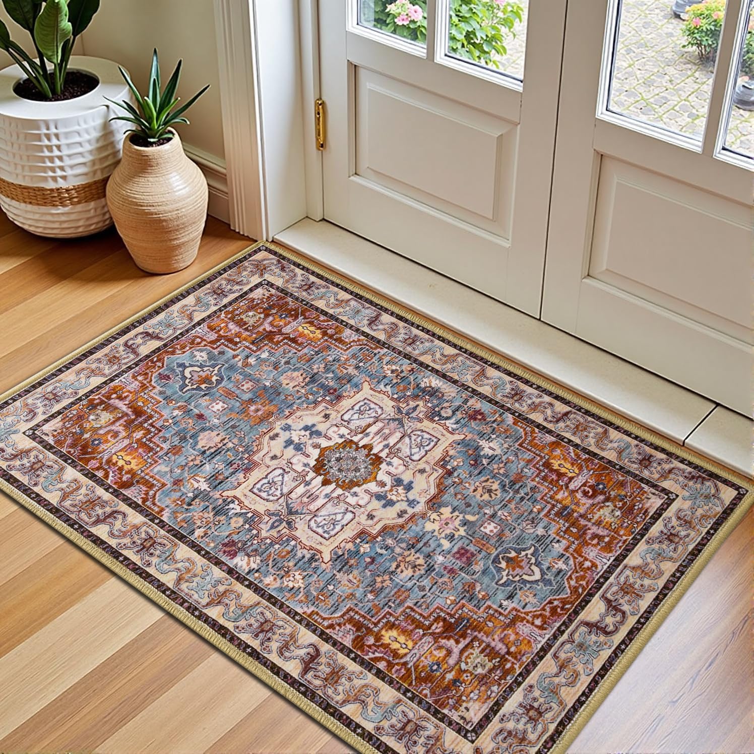 Washable Vintage Area Rugs Low Pile Carpet, Non-Slip Distressed Rug for Bedroomn Living Room, Dining Room, Non-Slip, Low Pi 60x90cm
Washable Vintage Area Rugs Low Pile Carpet, Non-Slip Distressed Rug for Bedroomn Living Room, Dining Room, Non-Slip, Low Pi 60x90cm