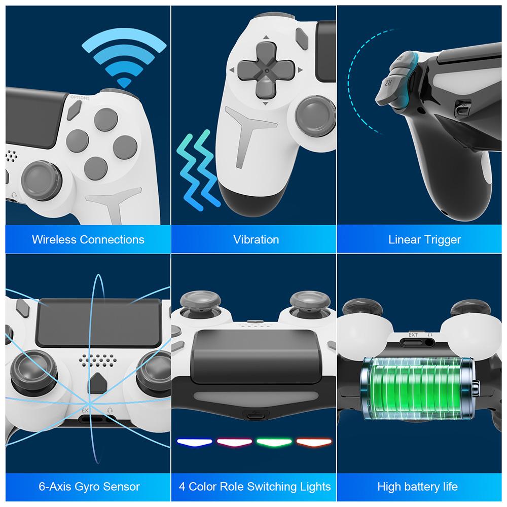 P412 For PS4/PS3/PC Bluetooth-compatible Gamepad 6-Axis Sensor Dual Vibration Game Controller White
P412 For PS4/PS3/PC Bluetooth-compatible Gamepad 6-Axis Sensor Dual Vibration Game Controller White