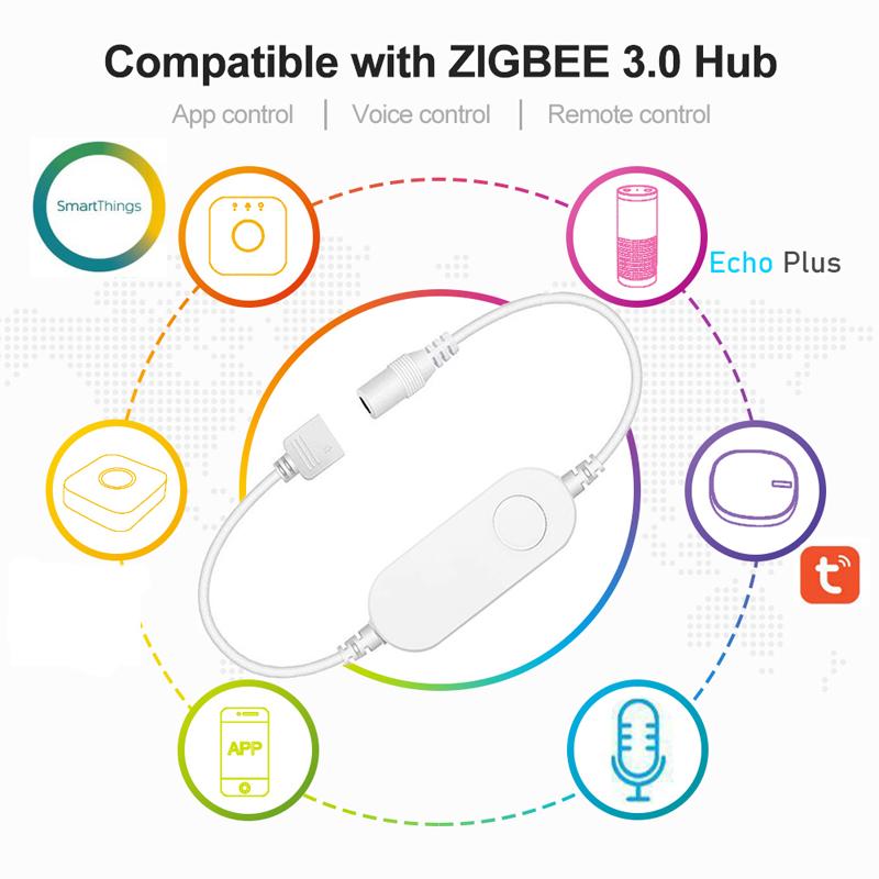 Умный светодиодный контроллер Zigbee 3,0, 12 В постоянного тока, 5 м, 10 м, 5050 RGBW, RGBWW, светодиодная лента, гибкая светодиодная лента, приложение Tuya для умных вещей 
Умный светодиодный контроллер Zigbee 3,0, 12 В постоянного тока, 5 м, 10 м, 5050 RGBW, RGBWW, светодиодная лента, гибкая светодиодная лента, приложение Tuya для умных вещей