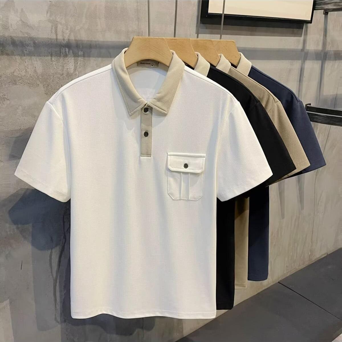 Fashion Contrasting Color Lapel Polo Shirt Short-sleeved Summer Japanese Pocket Loose T-shirt Men 2XL
Fashion Contrasting Color Lapel Polo Shirt Short-sleeved Summer Japanese Pocket Loose T-shirt Men 2XL