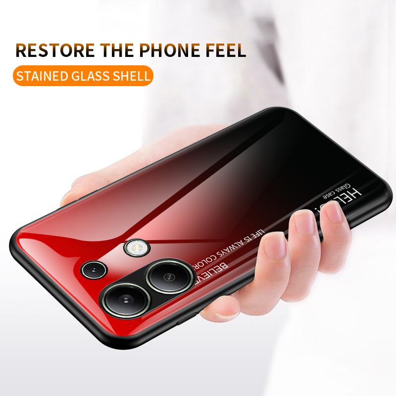 For Xiaomi Redmi Note 13 4G Shockproof Tempered Glass Case Anti-Scratch Cell Phone Cover Gradient Red Black
For Xiaomi Redmi Note 13 4G Shockproof Tempered Glass Case Anti-Scratch Cell Phone Cover Gradient Red Black