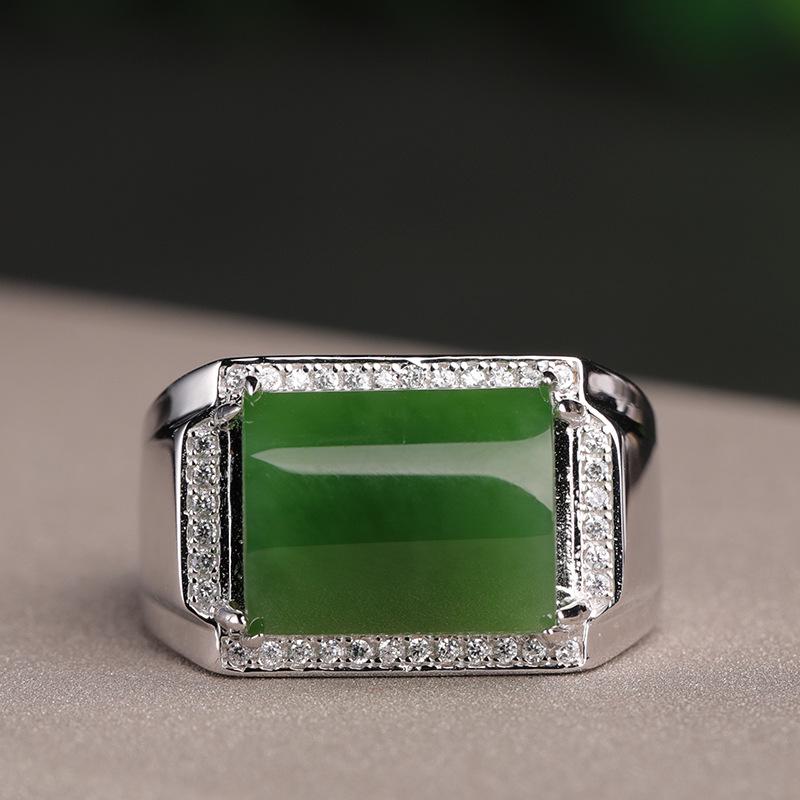 Men s 925 Sterling Silver Hetian Jade Square Ring with Certification Adjustable Opening
Men s 925 Sterling Silver Hetian Jade Square Ring with Certification Adjustable Opening