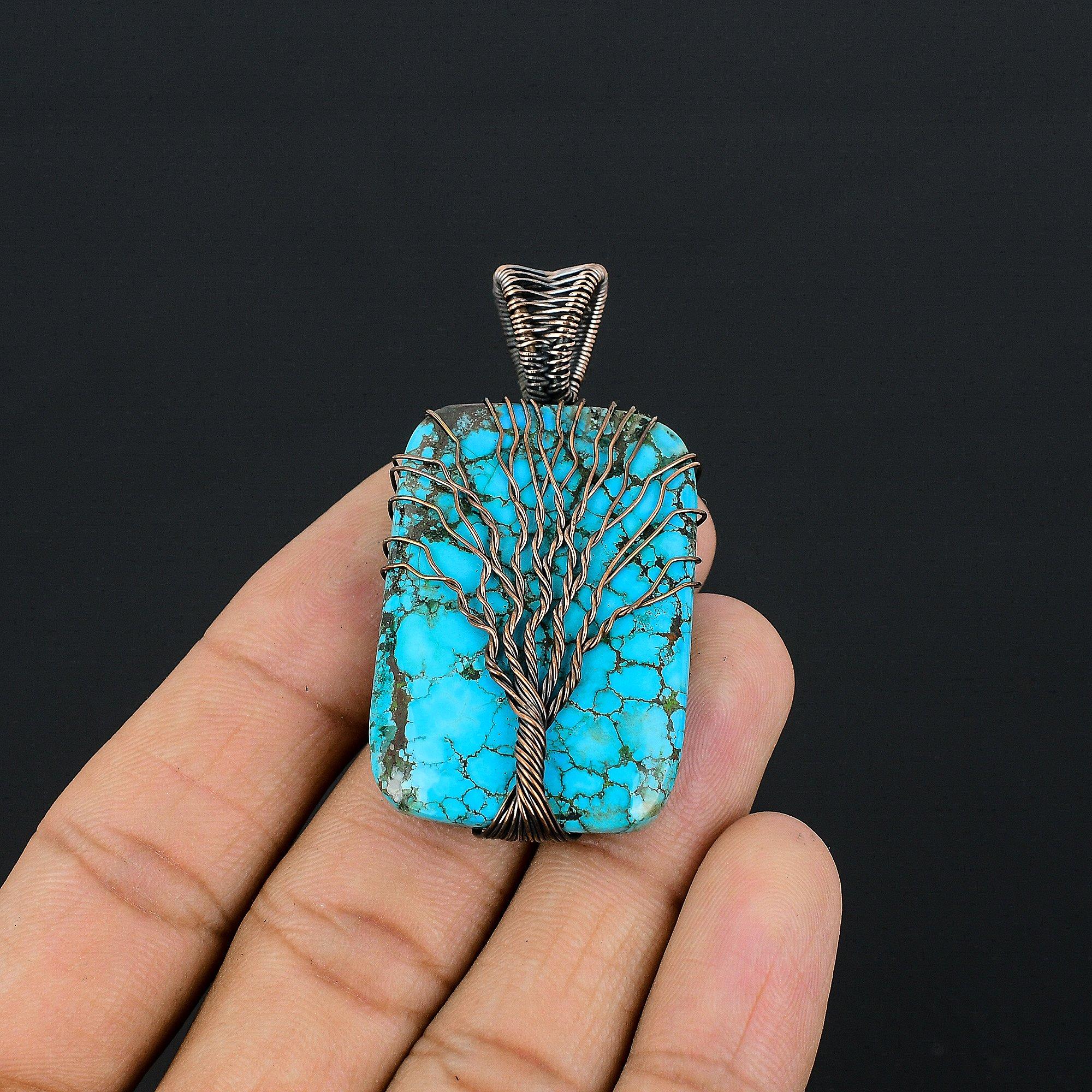 Tree Of Life Tibetan Turquoise Pendant, 999 Copper Wire Wrapped Gemstone Jewelry, Handmade Pendant, For Thanksgiving 2.55 Inches
Tree Of Life Tibetan Turquoise Pendant, 999 Copper Wire Wrapped Gemstone Jewelry, Handmade Pendant, For Thanksgiving 2.55 Inches