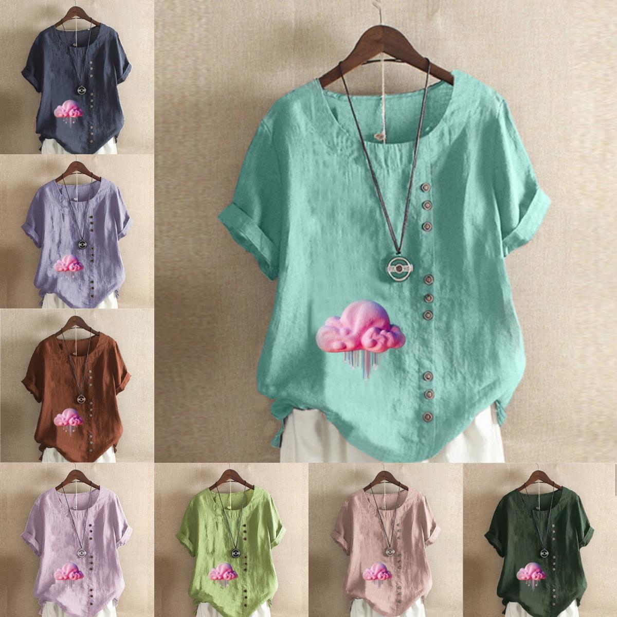 Women s Fashion Clouds Prined Round Neck Short Sleeve T-shirt Casual Cotton Linen Graphic Shirt Leisure Loose Summer Blouse Tops
Women s Fashion Clouds Prined Round Neck Short Sleeve T-shirt Casual Cotton Linen Graphic Shirt Leisure Loose Summer Blouse Tops