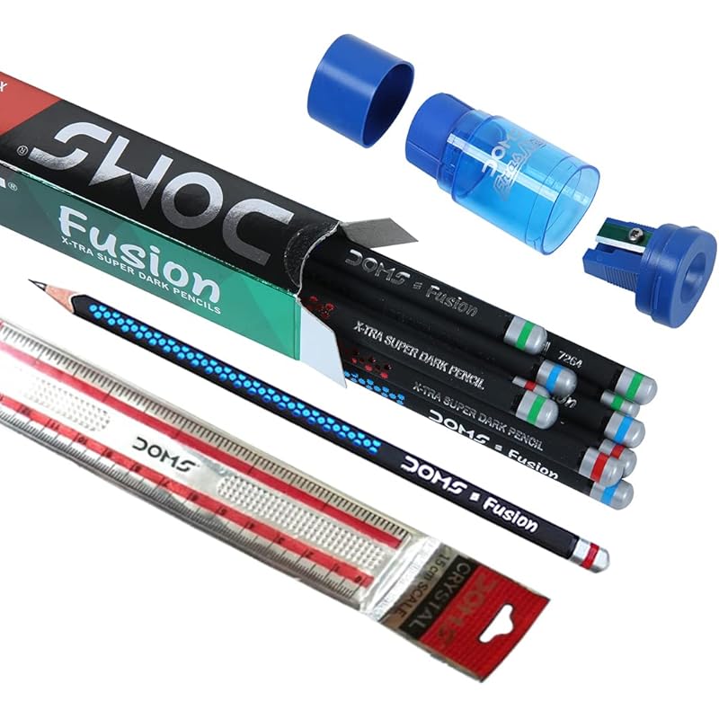 Doms Fusion Xtra Super Dark Pencil Box Pack | Dark & Neat Writing Which Stays Longer | Smooth Sharpning & With Soft & Co 1 count (Pack of 54) синій
Doms Fusion Xtra Super Dark Pencil Box Pack | Dark & Neat Writing Which Stays Longer | Smooth Sharpning & With Soft & Co 1 count (Pack of 54) синій