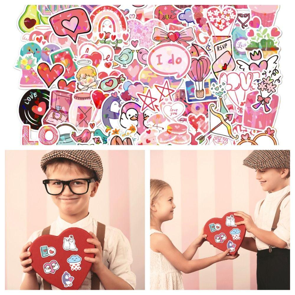 50 шт./100 шт. голографические свадебные украшения наклейки лазерные наклейки на день Святого Валентина подарки для пар