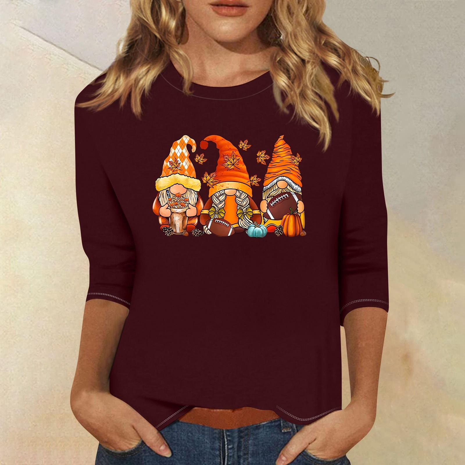 Топи з рукавами 3/4 для жінок Футболка Повсякденні топи з принтом Футболка з круглим вирізом Пуловер Блуза L винний
Топи з рукавами 3/4 для жінок Футболка Повсякденні топи з принтом Футболка з круглим вирізом Пуловер Блуза L винний