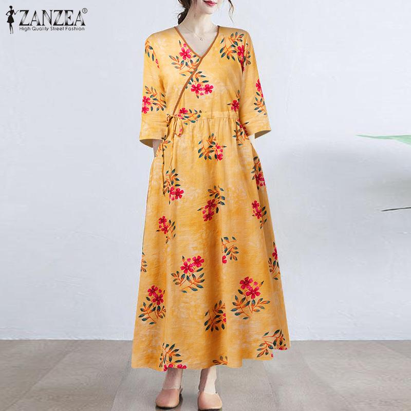 ZANZEA женские летние длинные элегантные платья с v-образным вырезом и рукавами реглан, плиссированные завязками и принтом
ZANZEA женские летние длинные элегантные платья с v-образным вырезом и рукавами реглан, плиссированные завязками и принтом