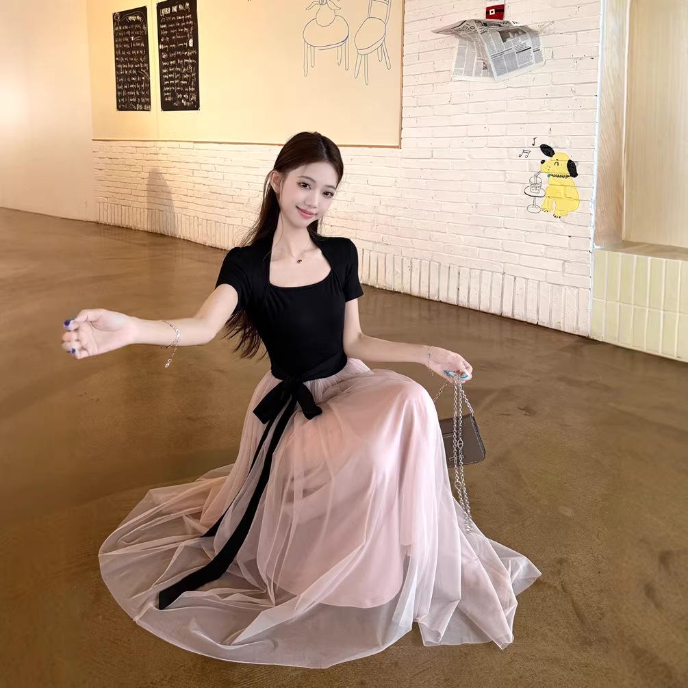 2026 Women s Pink Ballet-Style Color Block Patchwork Dress: Short Sleeve, Tie-Up Waist, Cinched Long Skirt for Summer 3XL
2026 Women s Pink Ballet-Style Color Block Patchwork Dress: Short Sleeve, Tie-Up Waist, Cinched Long Skirt for Summer 3XL