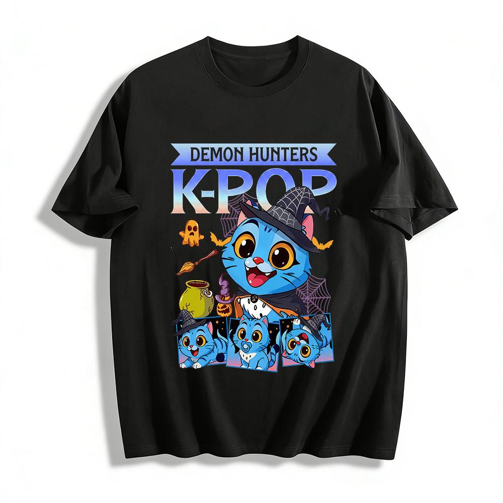 Halloween KPOP Demon Hunters Blue Cat Top Witch Style Print Casual Shirt For Adults Kids Pure cotton T-shirt XXS
Halloween KPOP Demon Hunters Blue Cat Top Witch Style Print Casual Shirt For Adults Kids Pure cotton T-shirt XXS