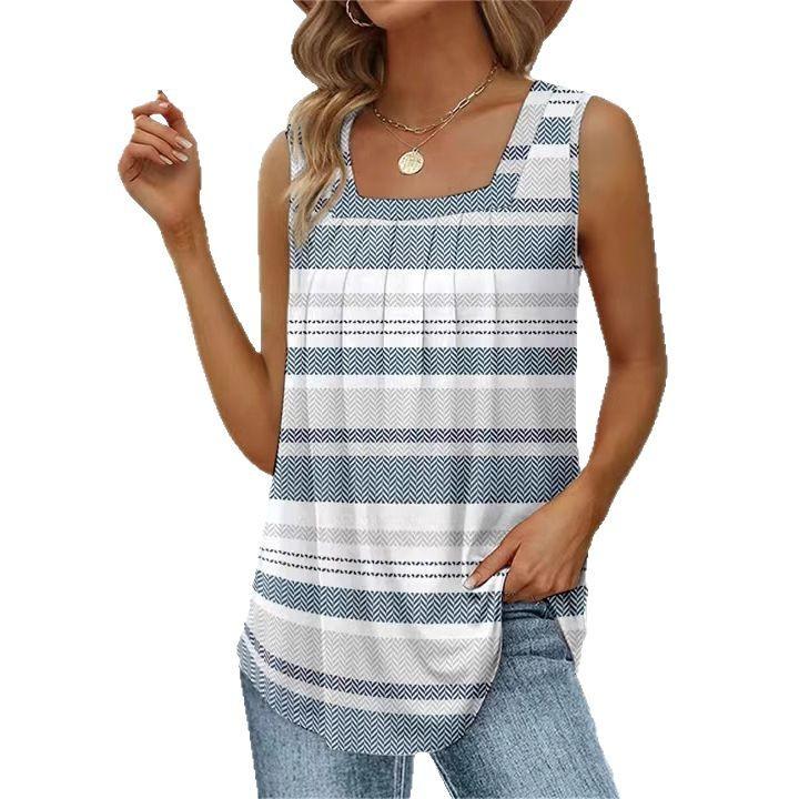 Women s Floral Print Square Neck Sleeveless Pleated Casual Tank Top 2XL білий/синій
Women s Floral Print Square Neck Sleeveless Pleated Casual Tank Top 2XL білий/синій