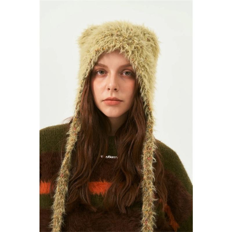 Длинный ремешок вязаная шапка осень зима уличная хип-хоп универсальная защита ушей шапки крутая личность японская нишевая шапка бини one size