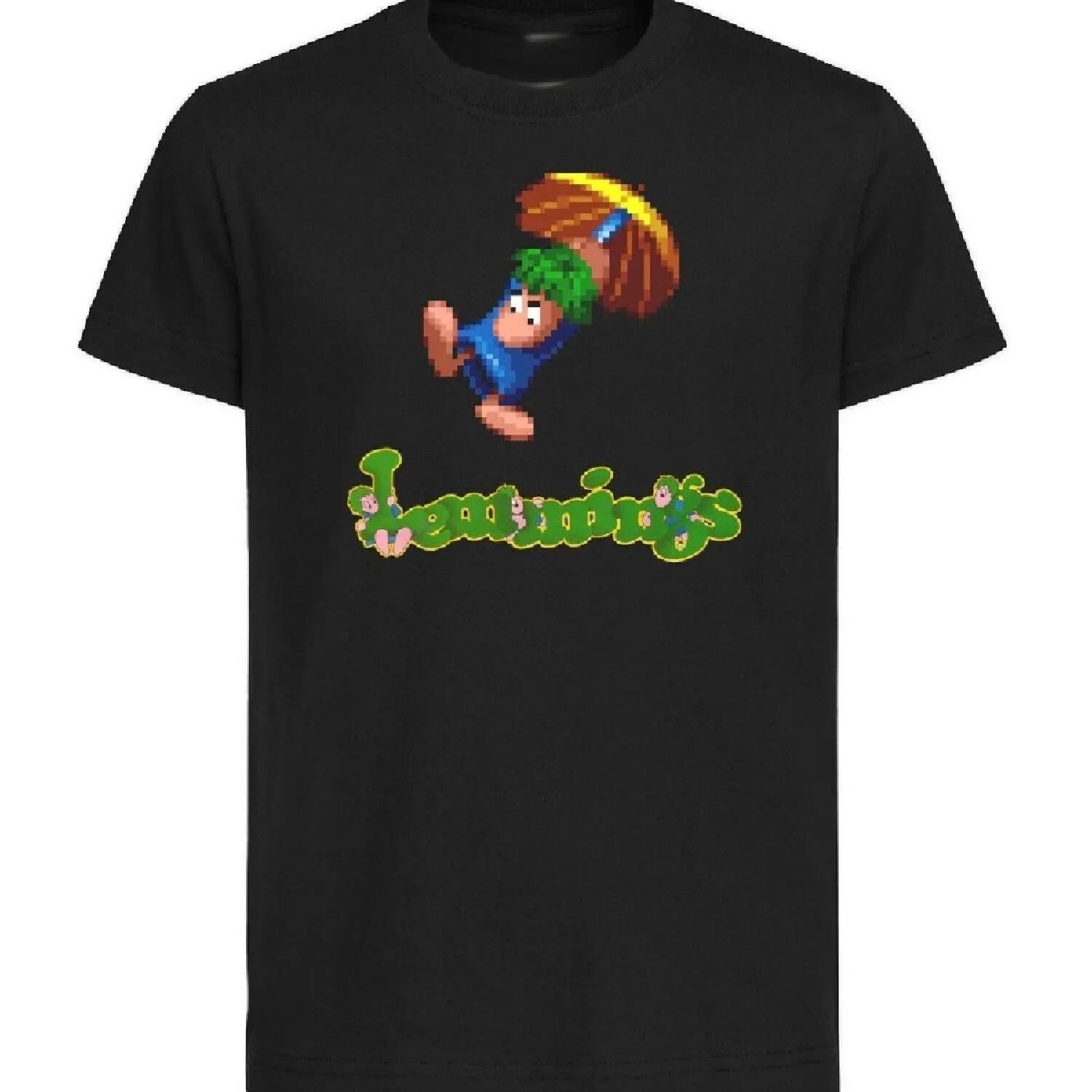 Black T-Shirt Black Jersey Retrogame Lemmings Pixel Art Umbrella- S
Black T-Shirt Black Jersey Retrogame Lemmings Pixel Art Umbrella- S