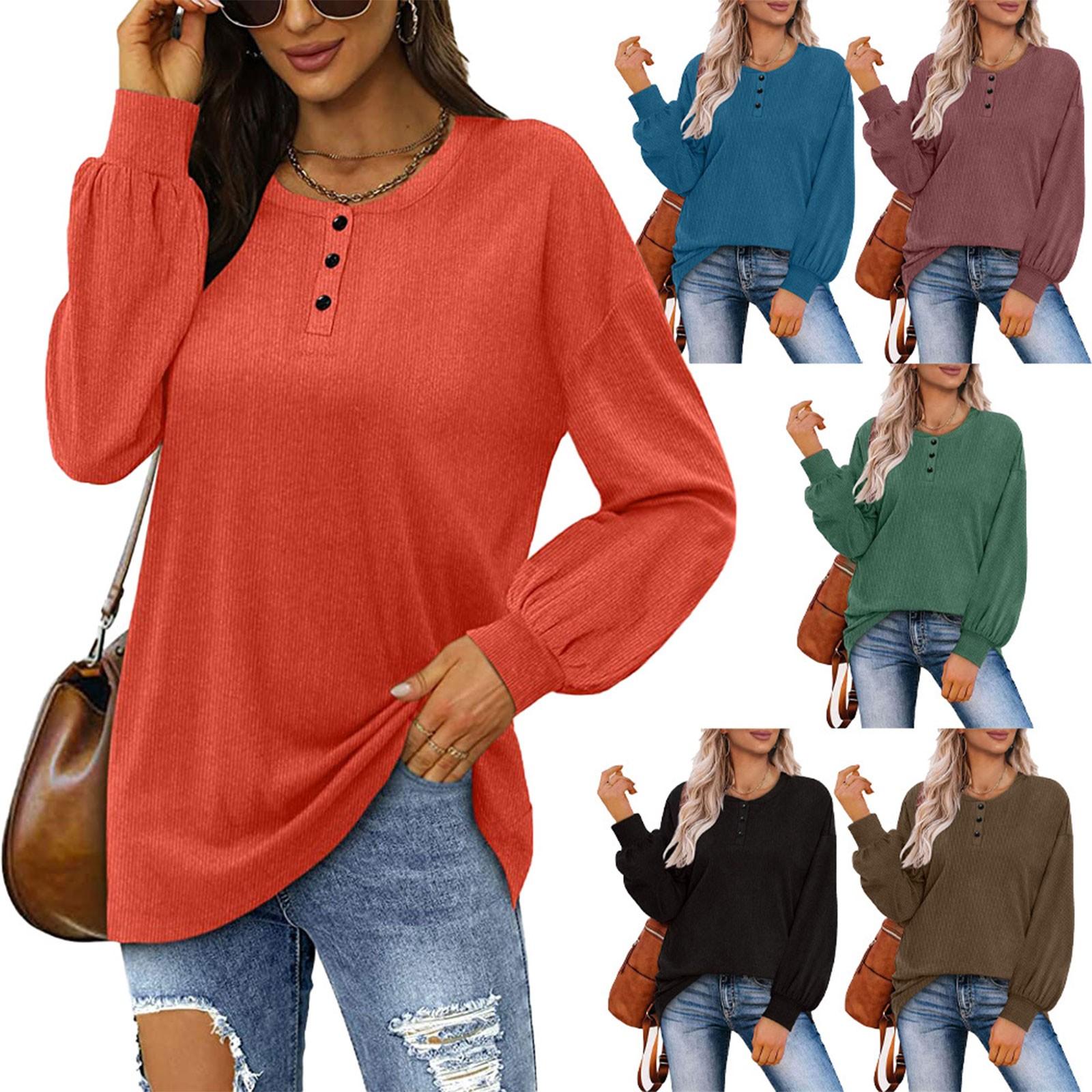 Женская повседневная футболка с пышными рукавами, повседневная свободная футболка с пуговицами, топ 
Женская повседневная футболка с пышными рукавами, повседневная свободная футболка с пуговицами, топ