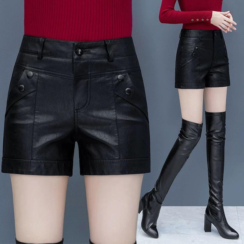 Women s High Waist Black Leather Shorts with Optional Plus Velvet Bootcut Pants for Spring/Autumn 2025 Season XL
Women s High Waist Black Leather Shorts with Optional Plus Velvet Bootcut Pants for Spring/Autumn 2025 Season XL