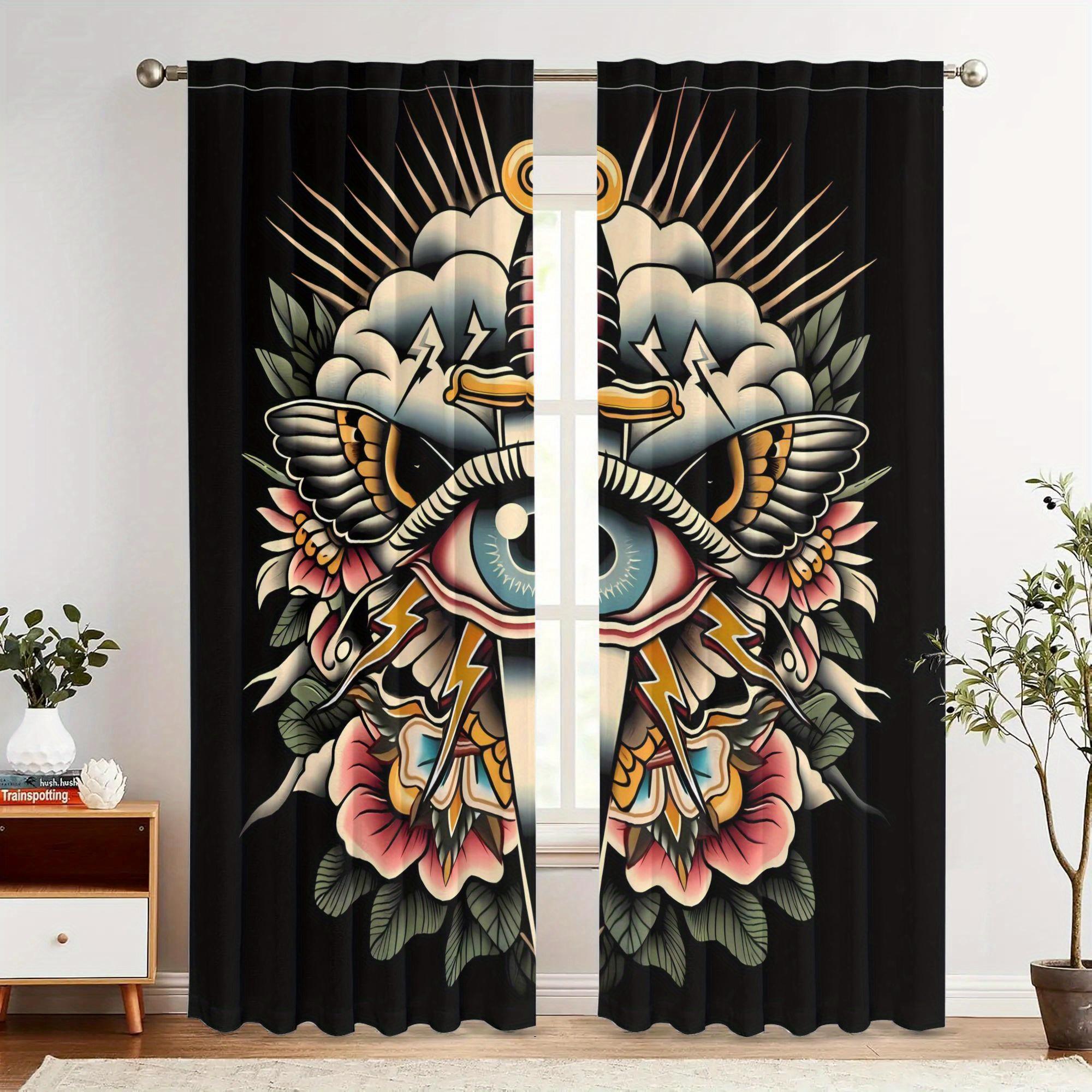 Set Of 2 Vintage Eye Tattoo Design Curtains Style Polyester Rod Pocket Curtain Light Blocking Made With Grommet Machine Washable W100*H70(CM)-Grommet top&2PCS
Set Of 2 Vintage Eye Tattoo Design Curtains Style Polyester Rod Pocket Curtain Light Blocking Made With Grommet Machine Washable W100*H70(CM)-Grommet top&2PCS