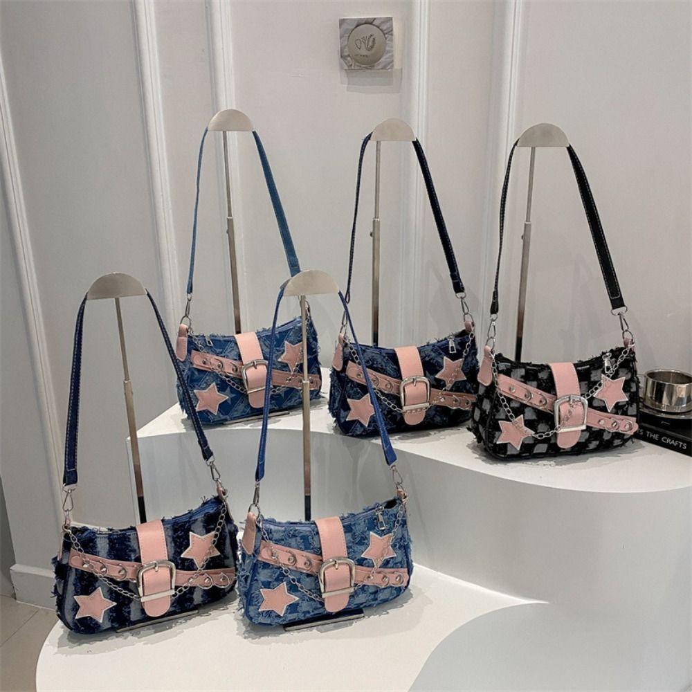 Korean Style Tattered Jeans Underarm Bag Chain Strap Y2K Denim Tote Bag Travel Style D
Korean Style Tattered Jeans Underarm Bag Chain Strap Y2K Denim Tote Bag Travel Style D