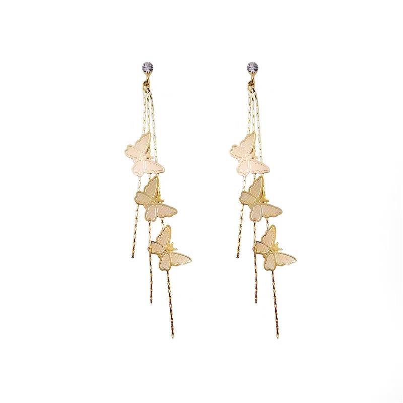 Shiny Golden Color Butterfly Drop Earrings Fashion Geometric Long Tassel Dangle Earrings for Women Wedding Party Charms Zircon
Shiny Golden Color Butterfly Drop Earrings Fashion Geometric Long Tassel Dangle Earrings for Women Wedding Party Charms Zircon
