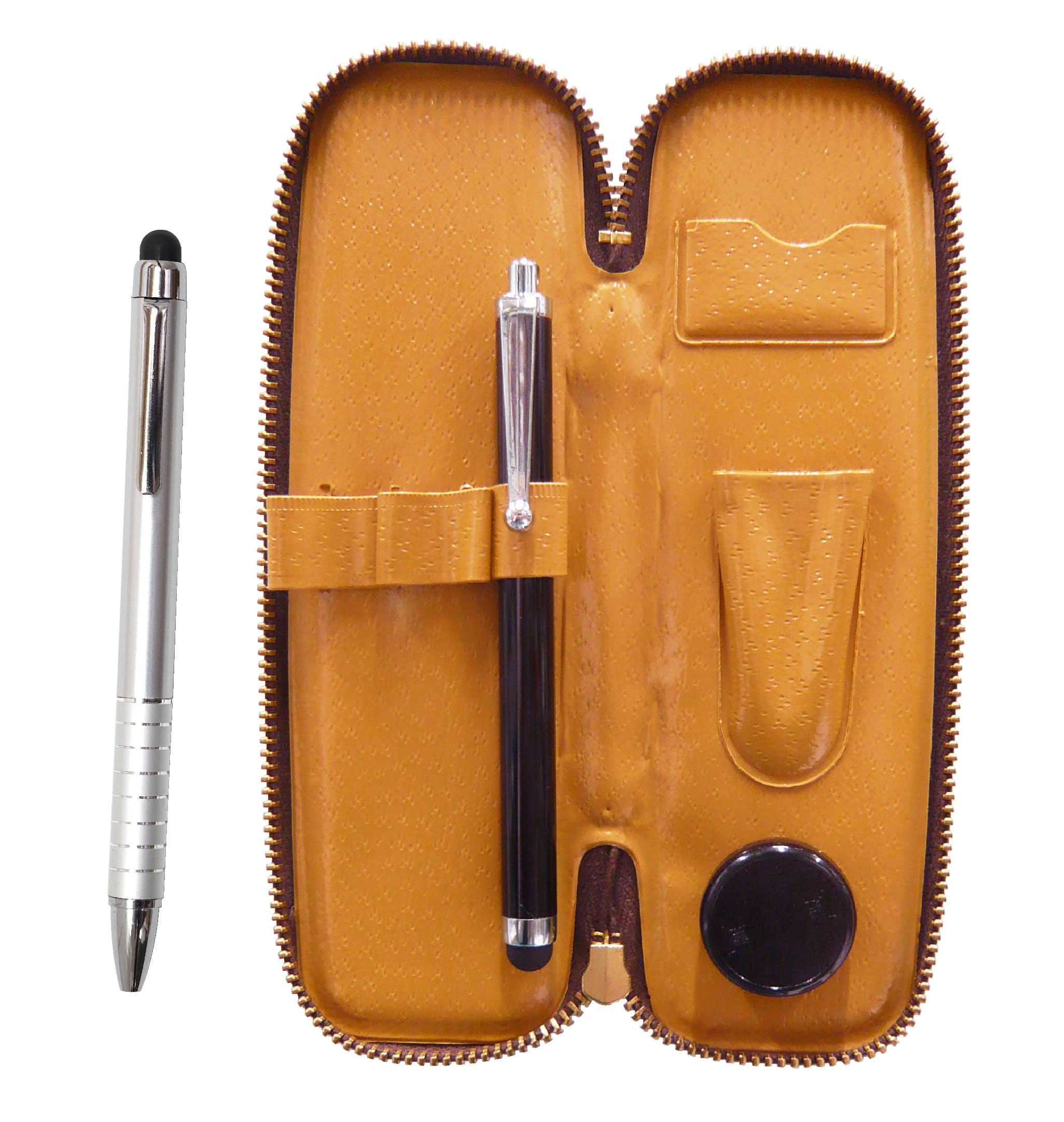 Zippered Compact Pen Case with Touch Pen and Smartphone Touch Rotating Ballpoint Pen 9 Set, Silver, T23-S708-TP04
Zippered Compact Pen Case with Touch Pen and Smartphone Touch Rotating Ballpoint Pen 9 Set, Silver, T23-S708-TP04