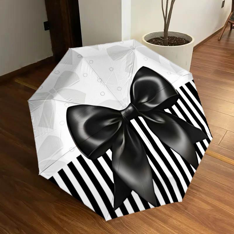 Black Bow Tie Stripes Pattern Automatic Opening Folding Umbrella - Portable 3-Fold Design with 8-Bone Steel Frame for, Perfect Gift for Fans
Black Bow Tie Stripes Pattern Automatic Opening Folding Umbrella - Portable 3-Fold Design with 8-Bone Steel Frame for, Perfect Gift for Fans