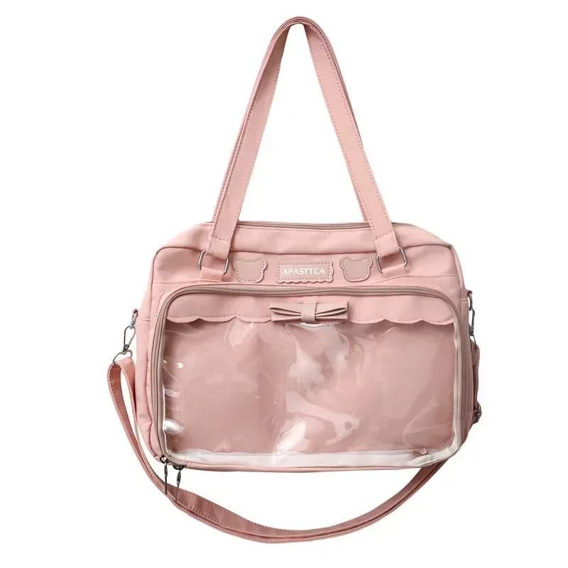 2025 Cute Transparent Canvas Itabag Fashion Girls One Shoulder Bag Student Personality Crossbody Bag With Badge Doll Ita Bag 36X8X26cm рожевий
2025 Cute Transparent Canvas Itabag Fashion Girls One Shoulder Bag Student Personality Crossbody Bag With Badge Doll Ita Bag 36X8X26cm рожевий