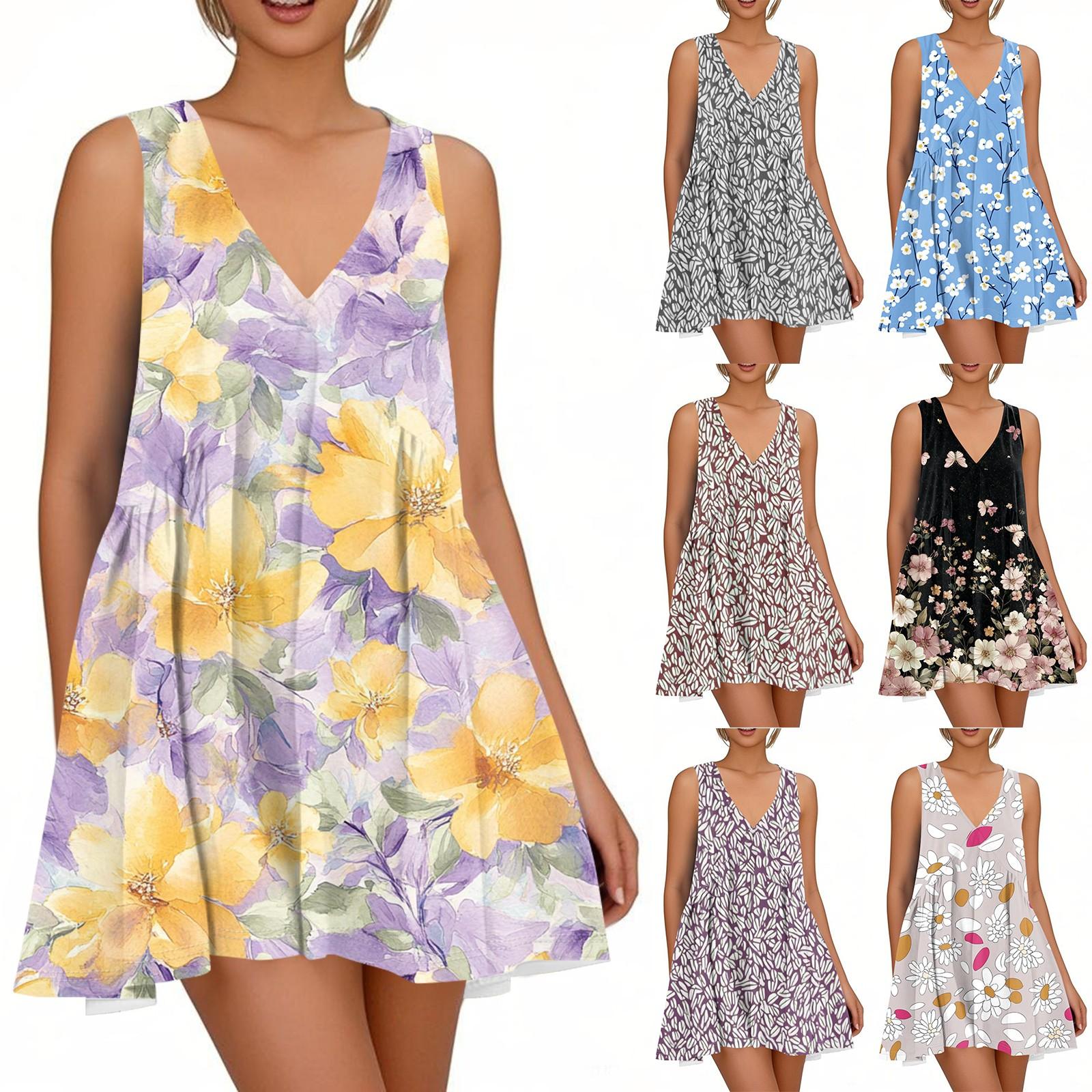 Женское весенне-летнее повседневное платье без рукавов с V-образным вырезом и цветочным принтом L чёрный
Женское весенне-летнее повседневное платье без рукавов с V-образным вырезом и цветочным принтом L чёрный