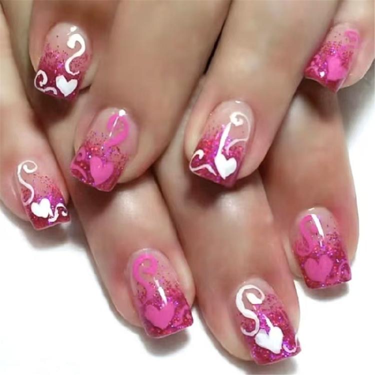 24 Pcs Valentines Day Stick on Nail Lovely Heart Full Cover False Nail French Tip Press On Nail Manicures Supplies 1
24 Pcs Valentines Day Stick on Nail Lovely Heart Full Cover False Nail French Tip Press On Nail Manicures Supplies 1