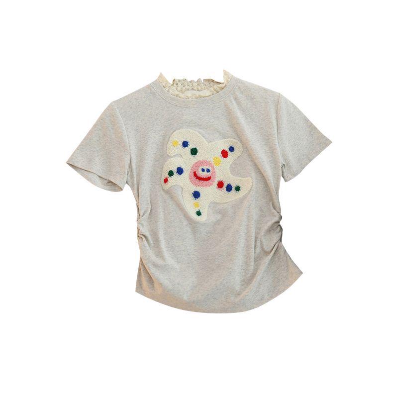 Весна 2025 Приталенная футболка с мультяшной вышивкой и кружевом Medium серый
Весна 2025 Приталенная футболка с мультяшной вышивкой и кружевом Medium серый