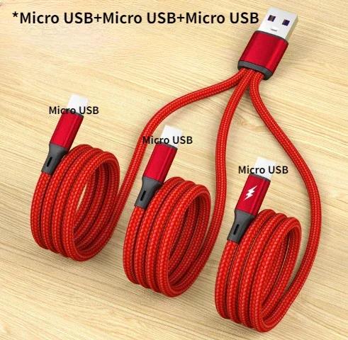 3 in 1 USB Charge Cable 3 Type-C 3 Micro USB Spliter Cord Fast Charging 5A For Mobile Phone Power Bank Charging Together 1.2m
3 in 1 USB Charge Cable 3 Type-C 3 Micro USB Spliter Cord Fast Charging 5A For Mobile Phone Power Bank Charging Together 1.2m