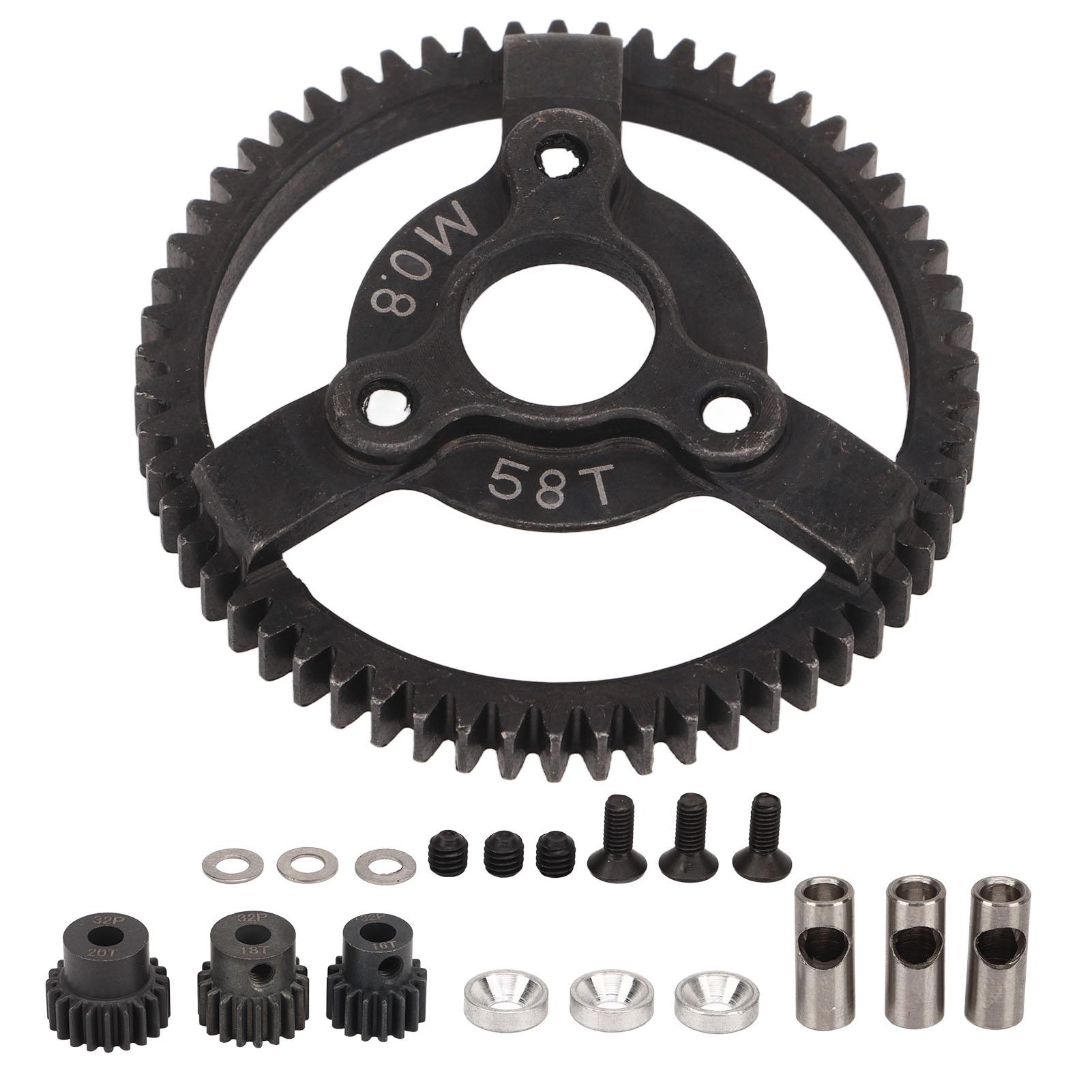 Steel Pinion and Spur Gear Set 0.8M 58T 32P Spur Gear 16T 18T 20T Pinion Gear for Traxxas Slash 2WD
Steel Pinion and Spur Gear Set 0.8M 58T 32P Spur Gear 16T 18T 20T Pinion Gear for Traxxas Slash 2WD