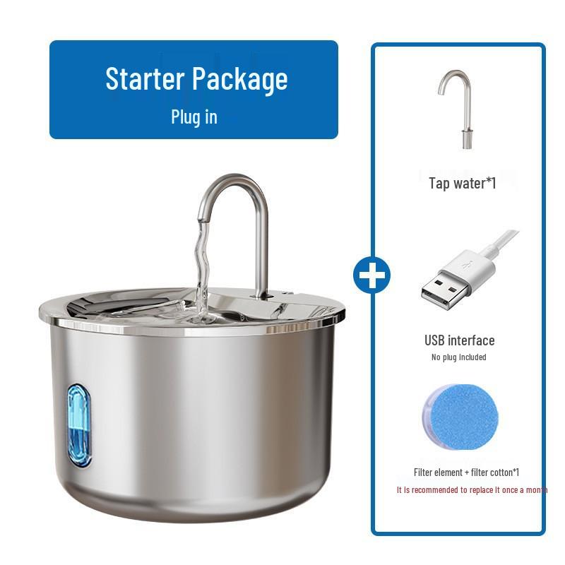 Розумний фонтан для пиття для домашніх тварин з нержавіючої сталі з автоматичною циркуляцією та фільтром - Нова модель USB Port, Universal
Розумний фонтан для пиття для домашніх тварин з нержавіючої сталі з автоматичною циркуляцією та фільтром - Нова модель USB Port, Universal