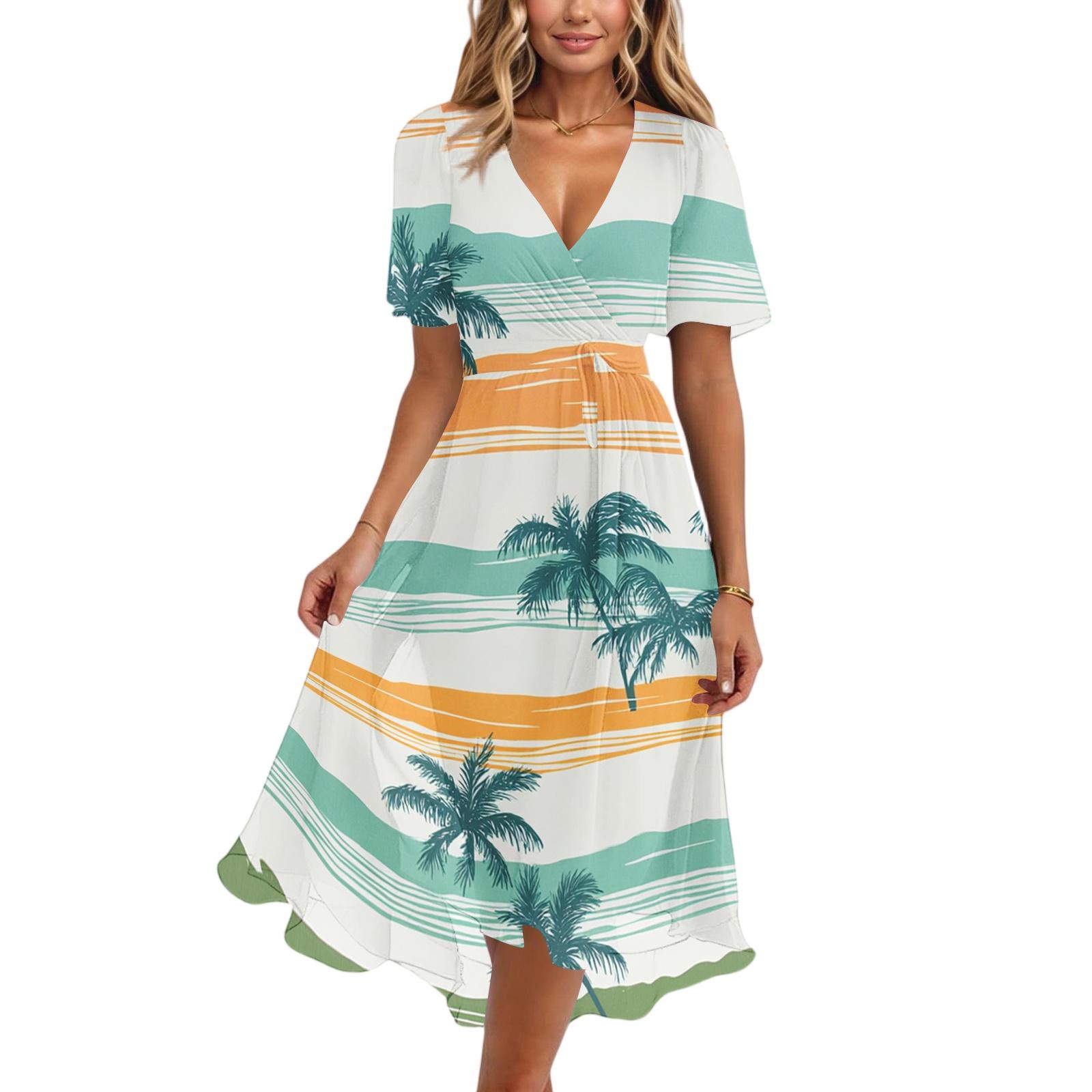 Women s Casual V Neck Short Sleeve Hawaiian Print Dress Summer Beach Midi Dress with Elastic Waist and Flared Skirt for Everyday Wear XL білий
Women s Casual V Neck Short Sleeve Hawaiian Print Dress Summer Beach Midi Dress with Elastic Waist and Flared Skirt for Everyday Wear XL білий